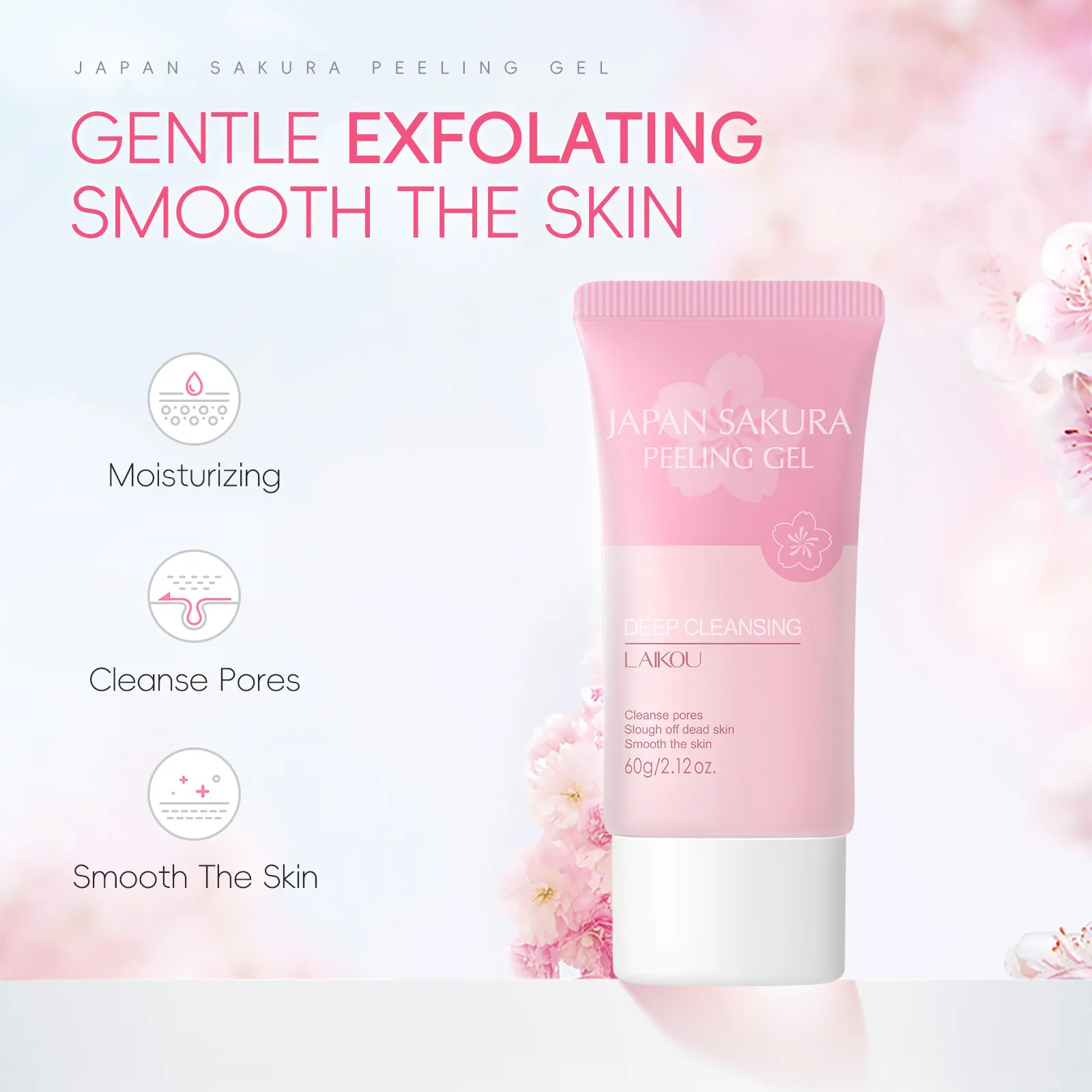 Sakura Exfoliating Gel 60g Cleansing Pore Softening Hydrating Facial Body Rubbing Bath Mud