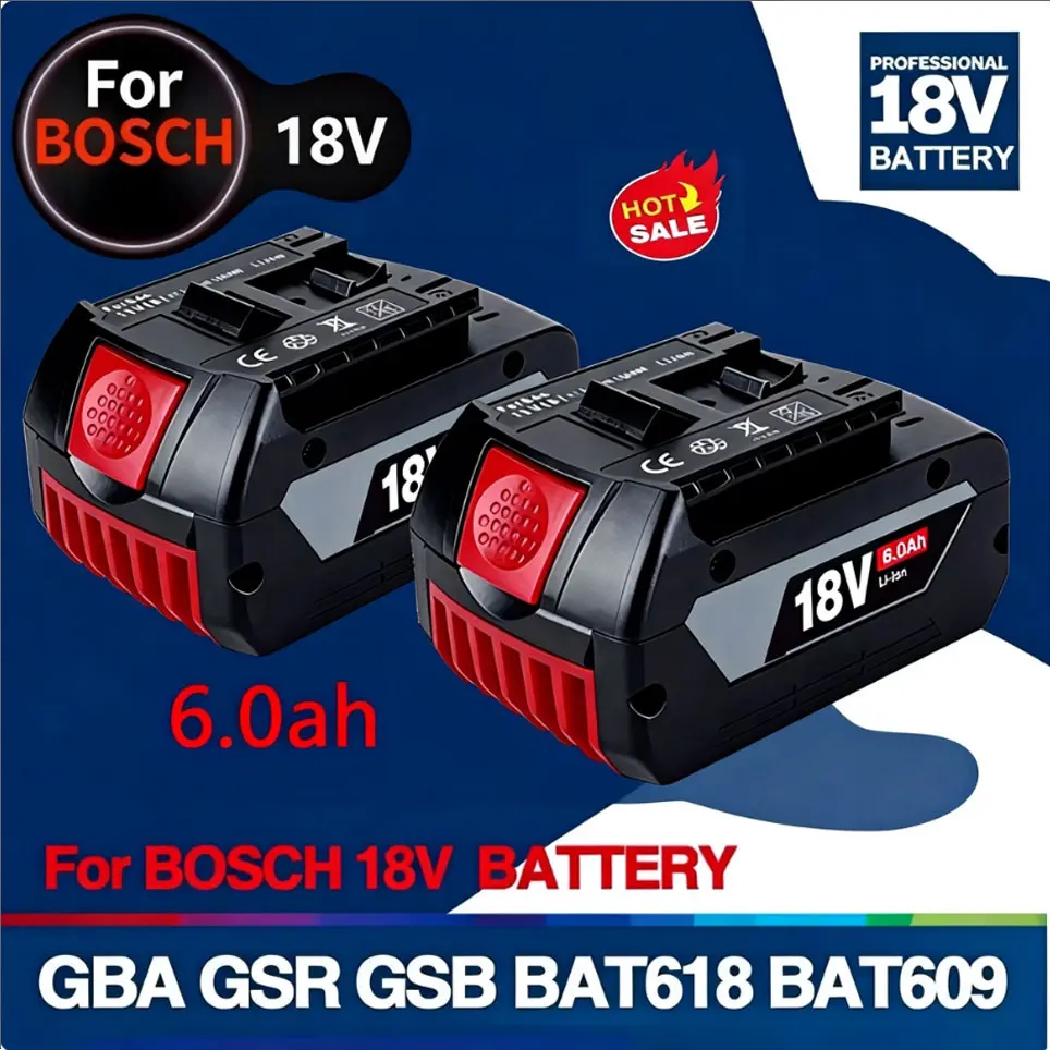 18V 6,0Ah Wiederaufladbare Batterie für Bosch 18V 6,0AH Ersatzakku Tragbarer Ersatz für GBA GSR GSB BAT618 BAT609 BAT620
