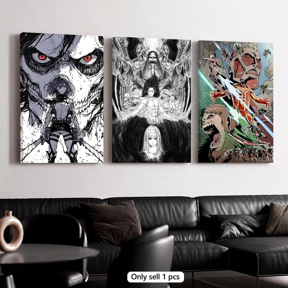 Anime A-Attack on Titan Framed Wall Painting Canvas Poster Wooden Stretcher Frame Inner Frame Kit for Wall Art Painting