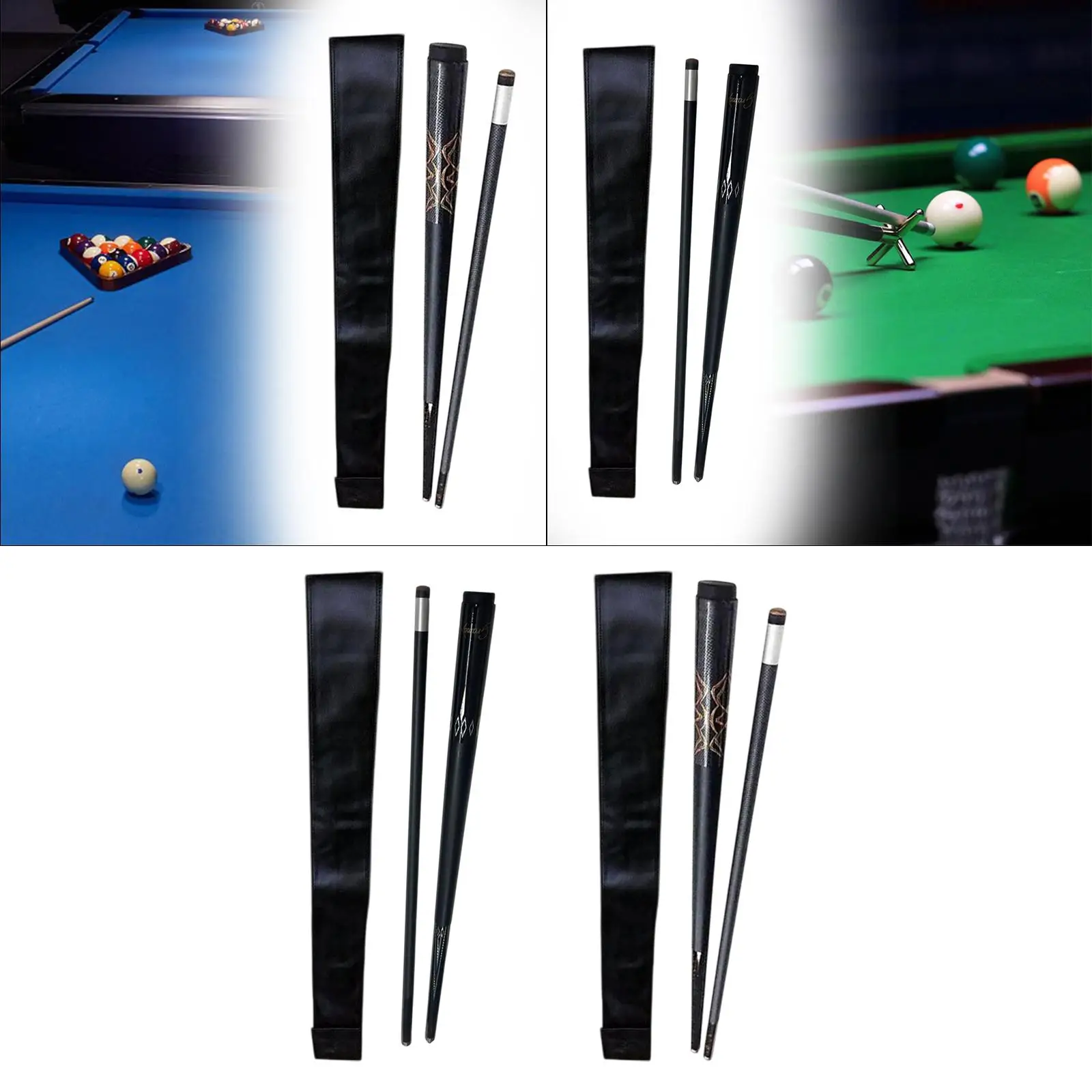 1/2 Pool Cue with Carrying Case Portable Billiard Stick for Indoor Use