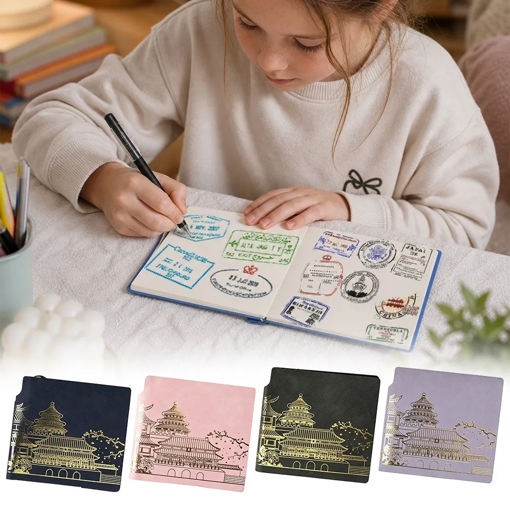 PU Pocket Square Notebook 200 Sheets Pages Square Vintage Chinese Notebook Compact Pocket-friendly 105x105mm