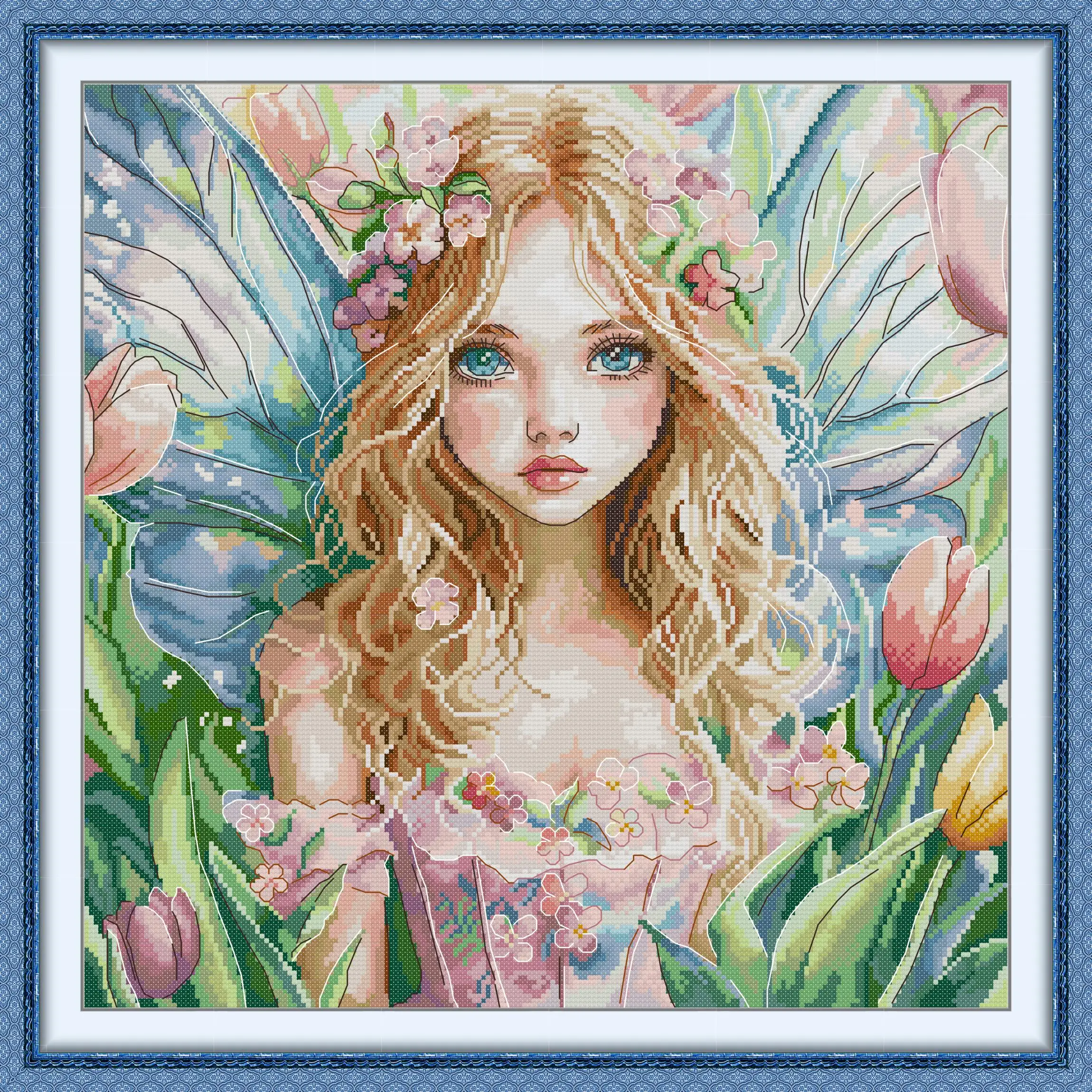 

Soulgift News Набор для вышивки крестом с предварительной печатью, штампованная ткань Аида с нитками DMC, набор для вышивания - Фея-Бабочка 16.