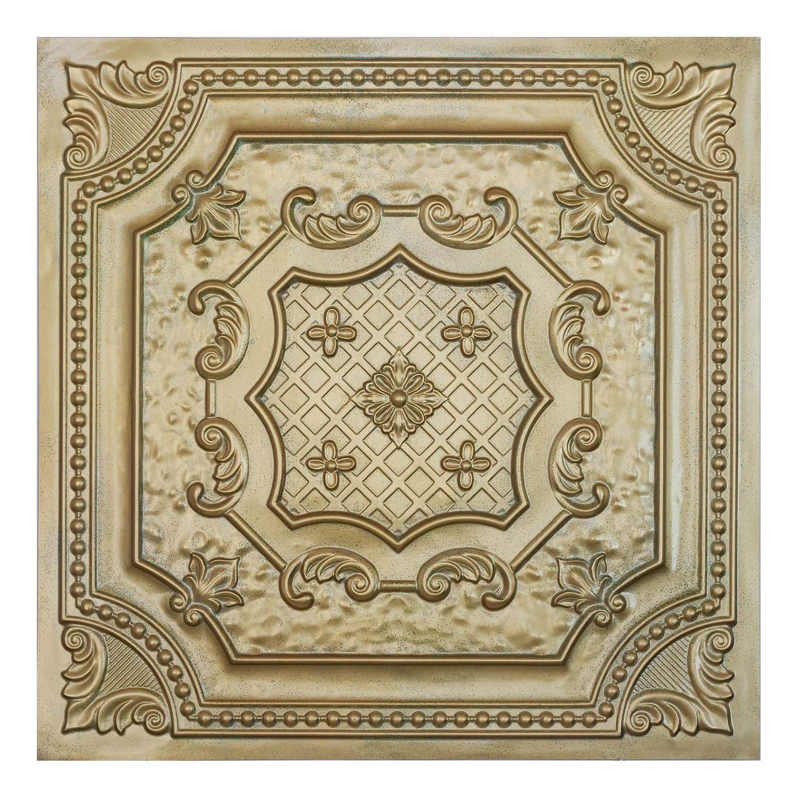 Metalized ceiling tiles, 3D embossed wall panels, for Nightclub PL04 Brass verdigris 10pcs