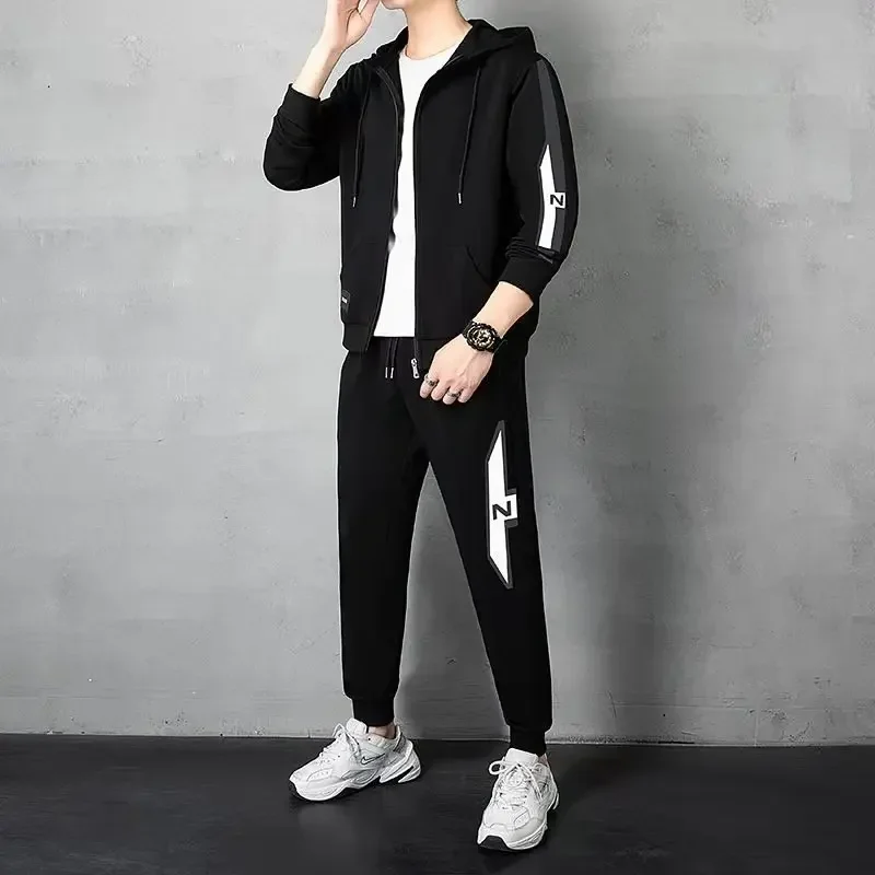 Plus Size 7XL 8XL Spring Men Hoodies Sweatshirt+Sweatpants Suit Autumn Outdoor Sports Tracksuit Sets Men\'s Hooded Outwear