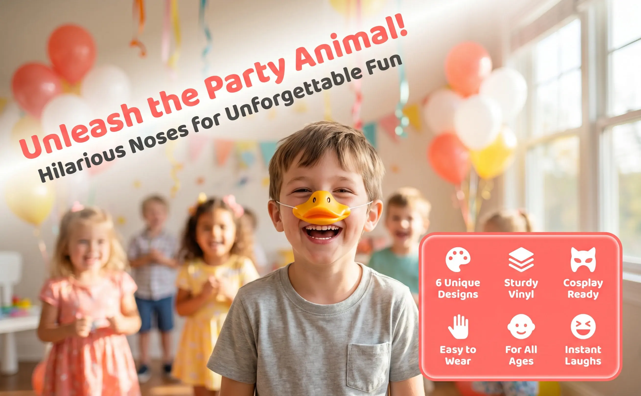 1Set Soft Vinyl Animal Nose Mask Set Perfect Fit Nose Shape Party Prop Cosplay Supply Carnival Theme Performance Decor Accessory