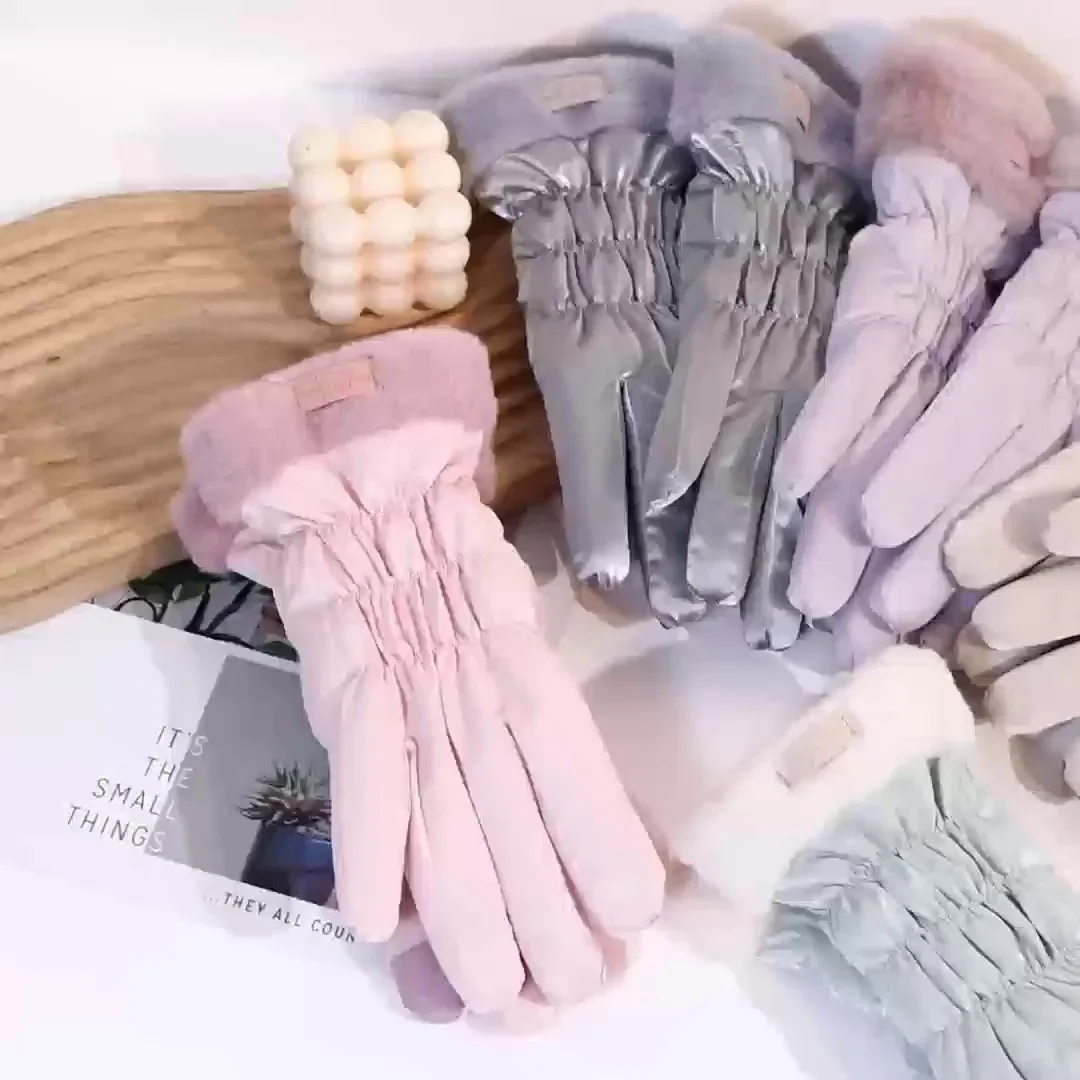 قفازات الشتاء السيدات الدافئة لطيف شاشة تعمل باللمس ركوب السيارة الكهربائية الباردة بالإضافة إلى قفازات القطن المخملية سميكة يندبروف #3