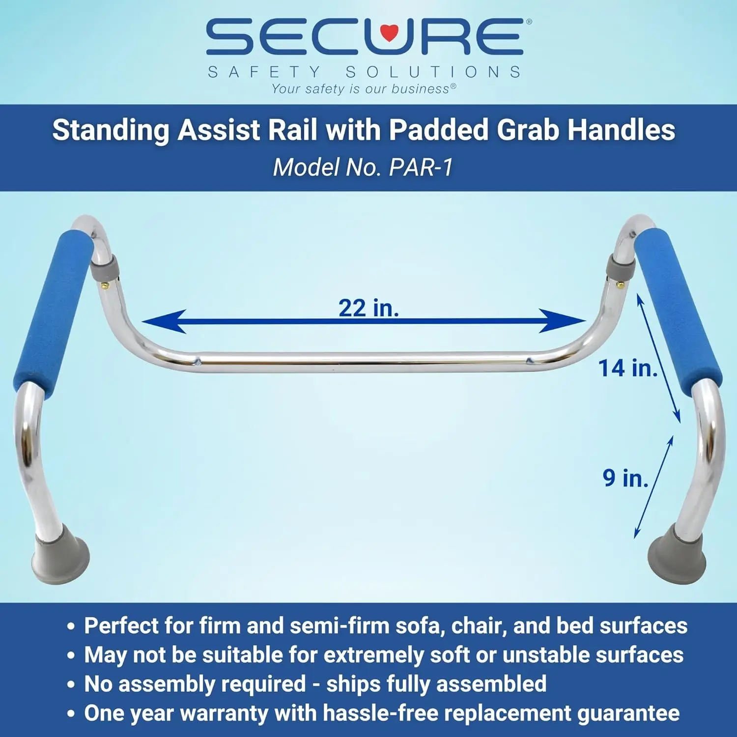Supporto Pieghevole Portatile con Maniglie Imbottite per Anziani - Supporto per Letto e Sedia