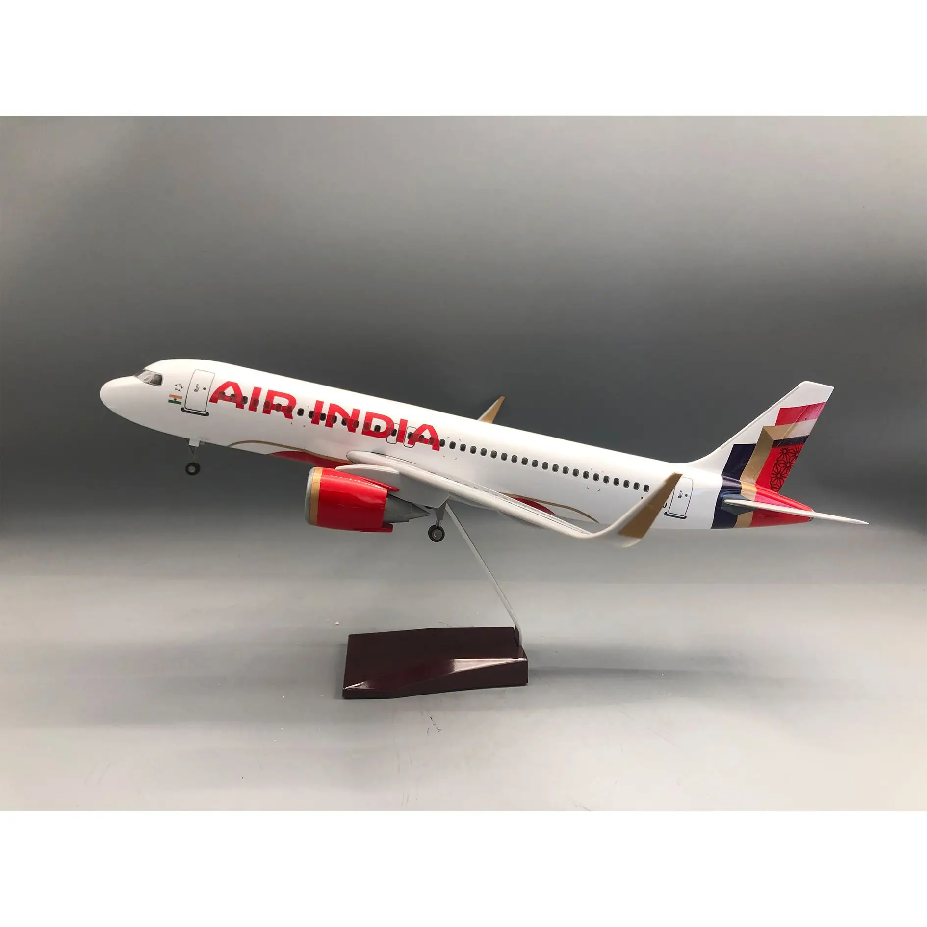 

Air India Airplane Model A320 47cm With Led Lights With Wheels Simulation Static Aircraft For Collection Display Enthusiasts