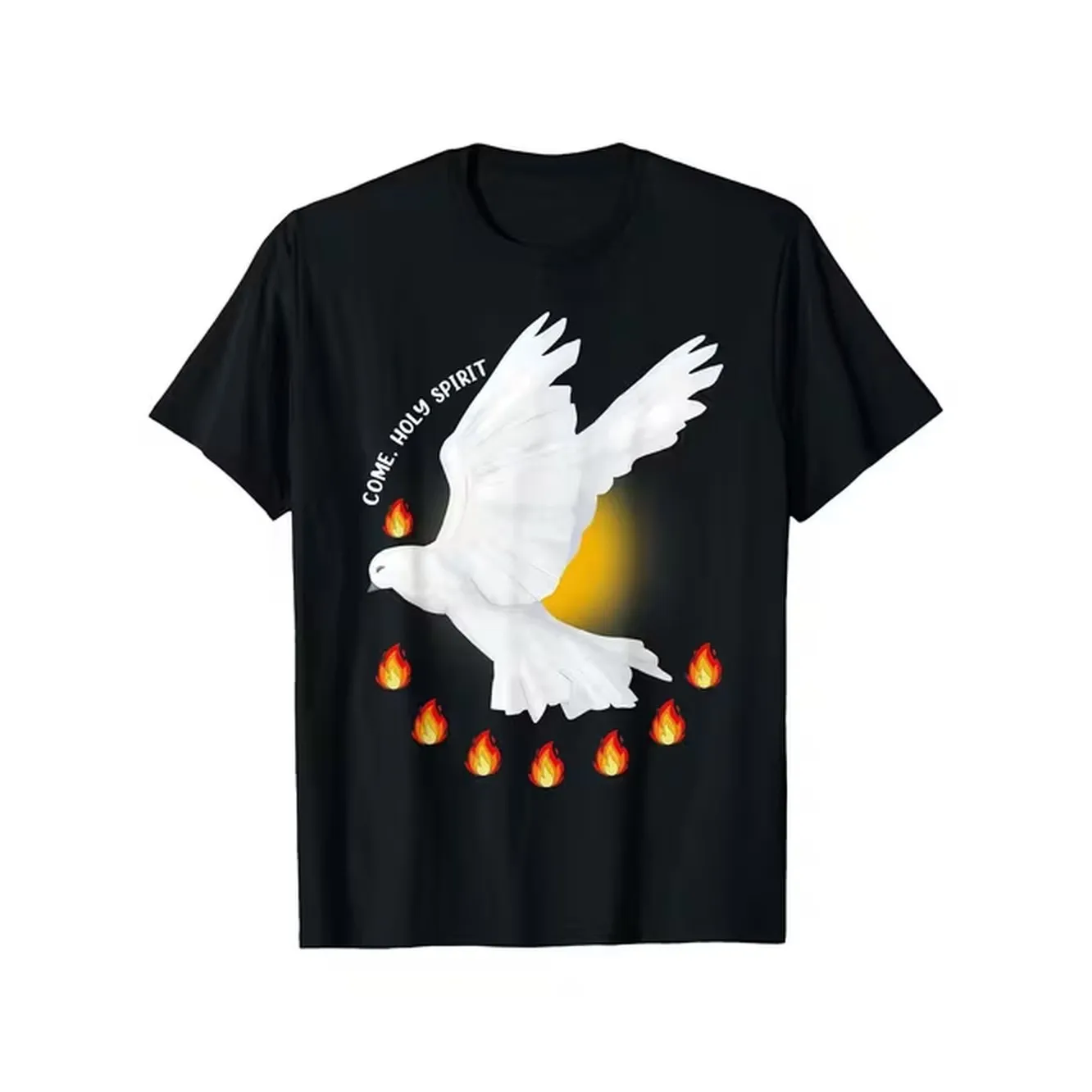 item picture mens christian come pentecost t shirt black with flame prayer text soft breathable cotton church worship apparel short sleeve casual faith shirt for spiritual clothing