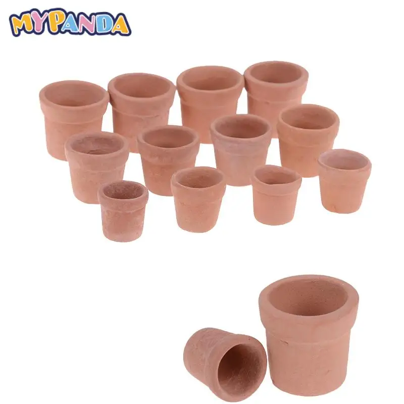 7/12pcs Mini Flower Pot Model Toy For 1/12 Dollhouse Miniature Accessories Red clay Flowerpot Simulation Garden