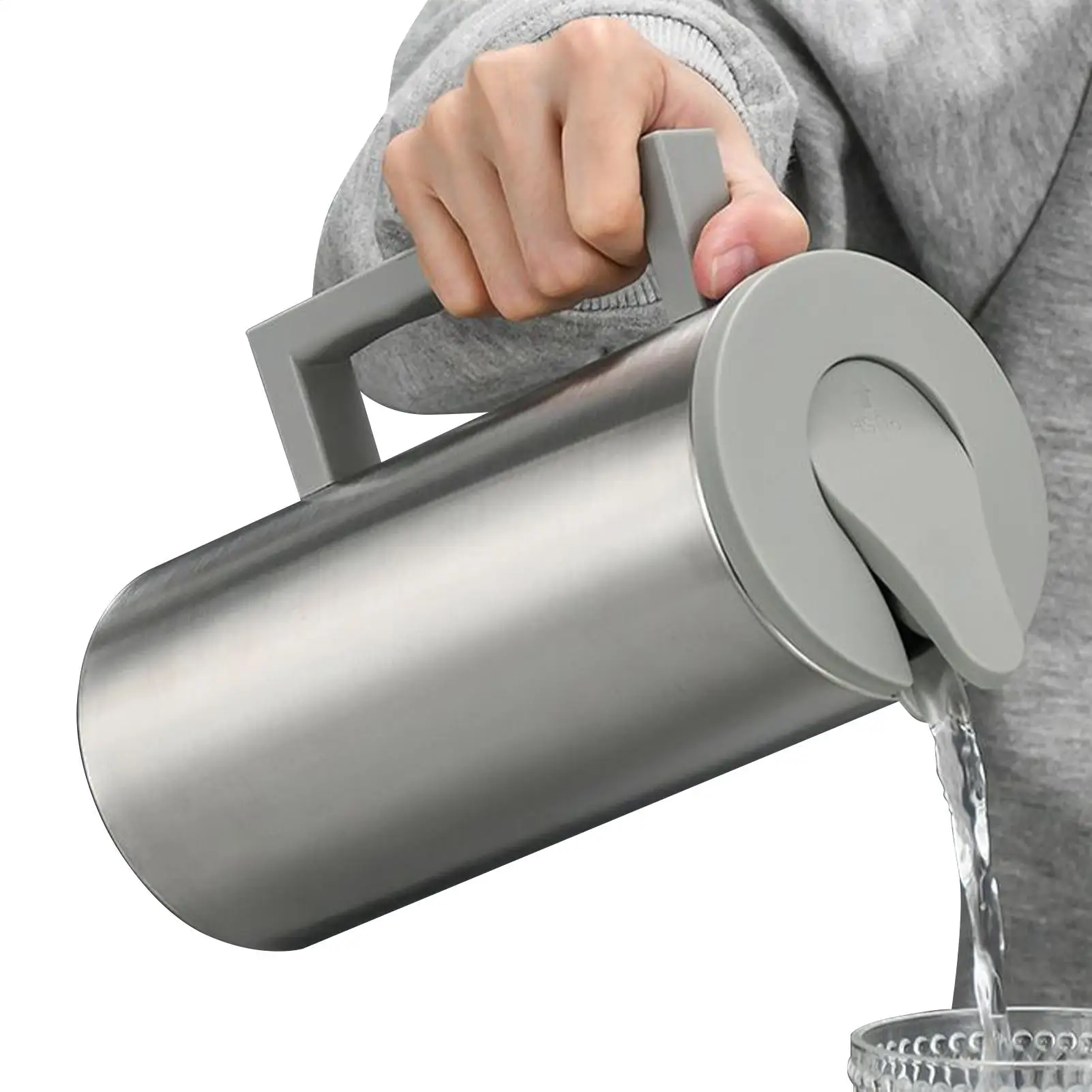 

Кувшин из нержавеющей стали, большой металлический контейнер для напитков с крышкой, легкий контейнер для питья с нескользящей ручкой