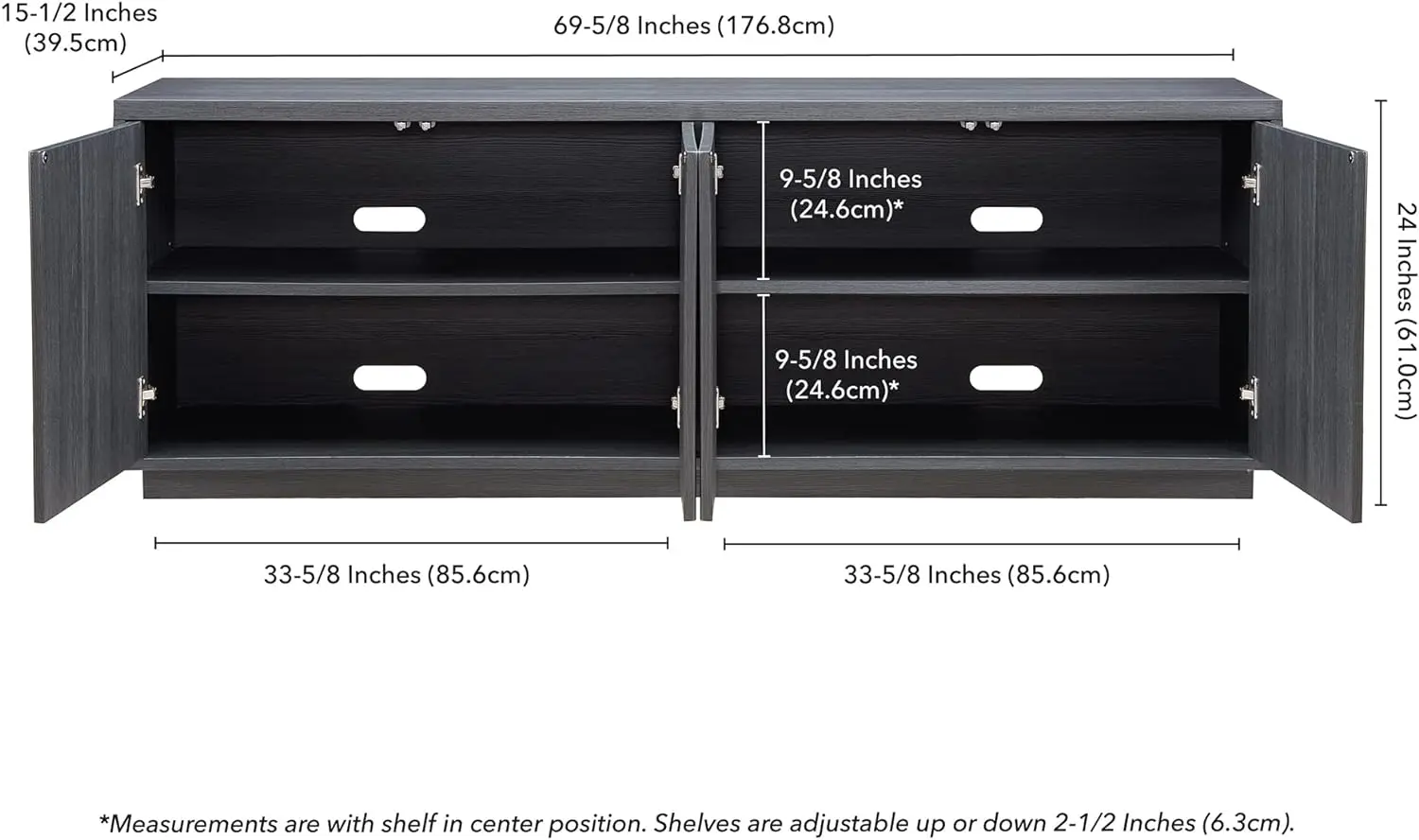 Warmon-suporte de tv transparente retangular, para tv, até 75 polegadas, cinza carvão, 70 polegadas de largura