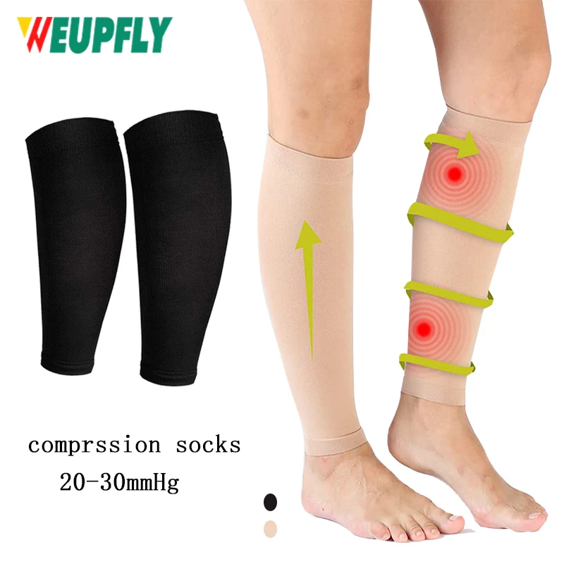 1 Pair Calf Compression Sleeves Socks for Men & Women (30-40mmHg) Leg , for Varicose Veins, Swelling, Shin Splint, Edema, Nurses