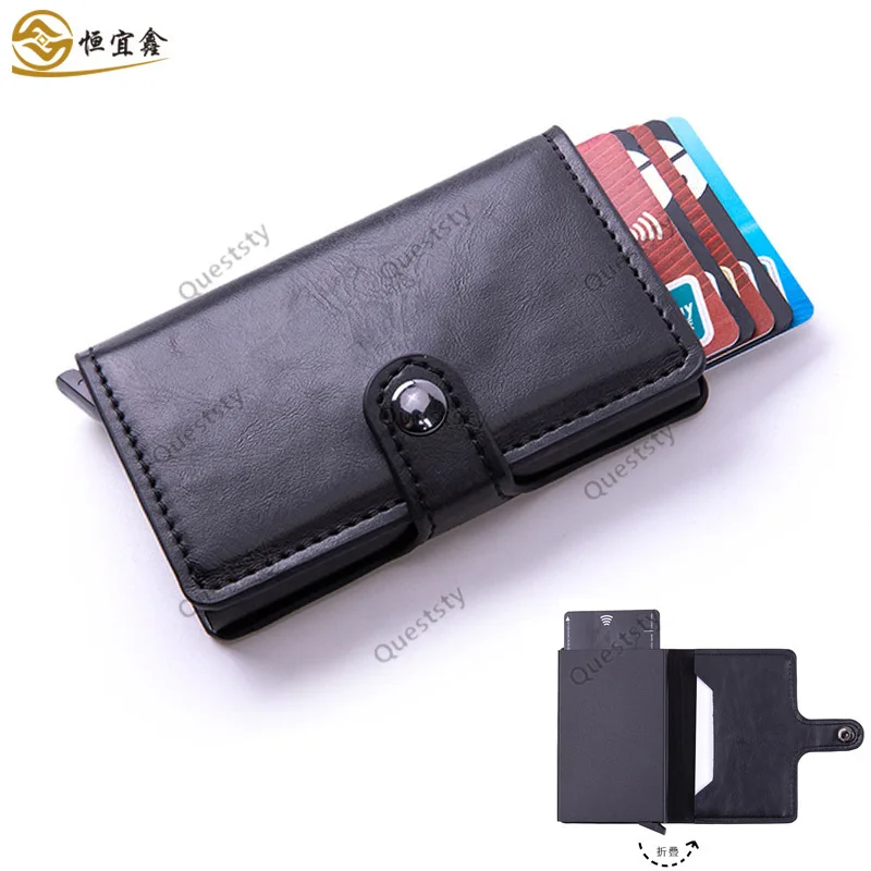 

Carbon Fiber Credit Card Holder Wallet Money Bag Men Rfid Smart Metal Thin Slim Minimalist Wallet Black Vallet Gifts for Men