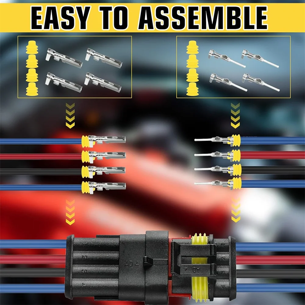 800 Stück wasserdichte elektrische Kabelverbinder für die Automobilindustrie mit 1/2/3/4/5/6 Pins und Kabelcrimper, kompatibel mit 16-22 AWG Drähten – Detail 5