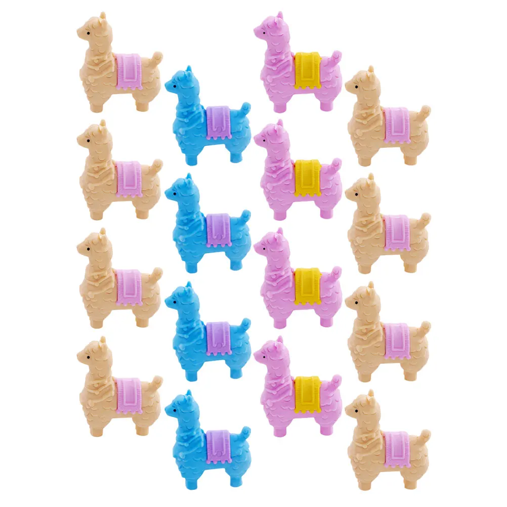 

16pcs Cartoon Eraser Cute Alpaca Bright Gifts Mini Animals Rubber Toy Collectibles Safe TPR Student Supplies