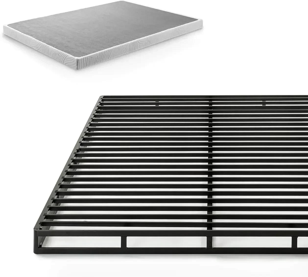 Bed frame, new model, Quick Lock Metal Smart Box Spring / 4 Inch Mattress Foundation, Easy Assembly, King,White