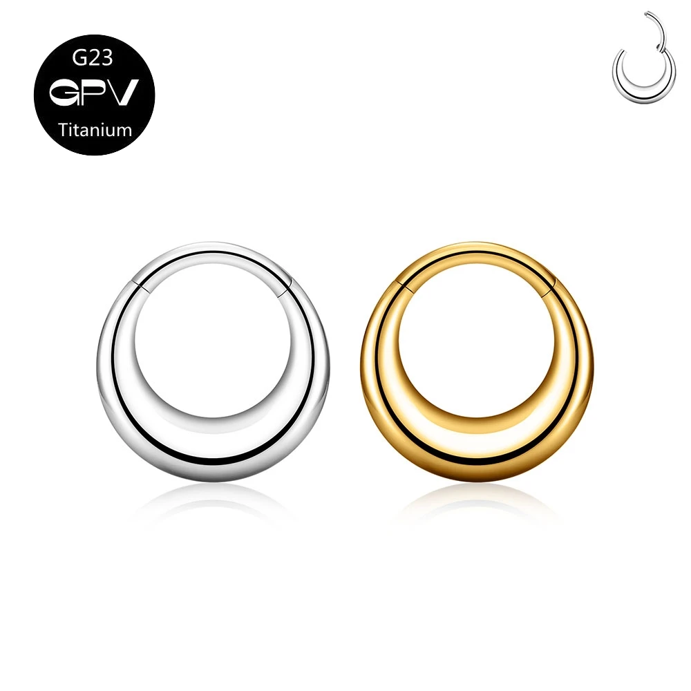 

Titanium G23 Moon Nose Septal Ring Vacuum Plated Gold Nose Ring Closed Ring Perforated Jewelry Punk Men's and Women's Earrings