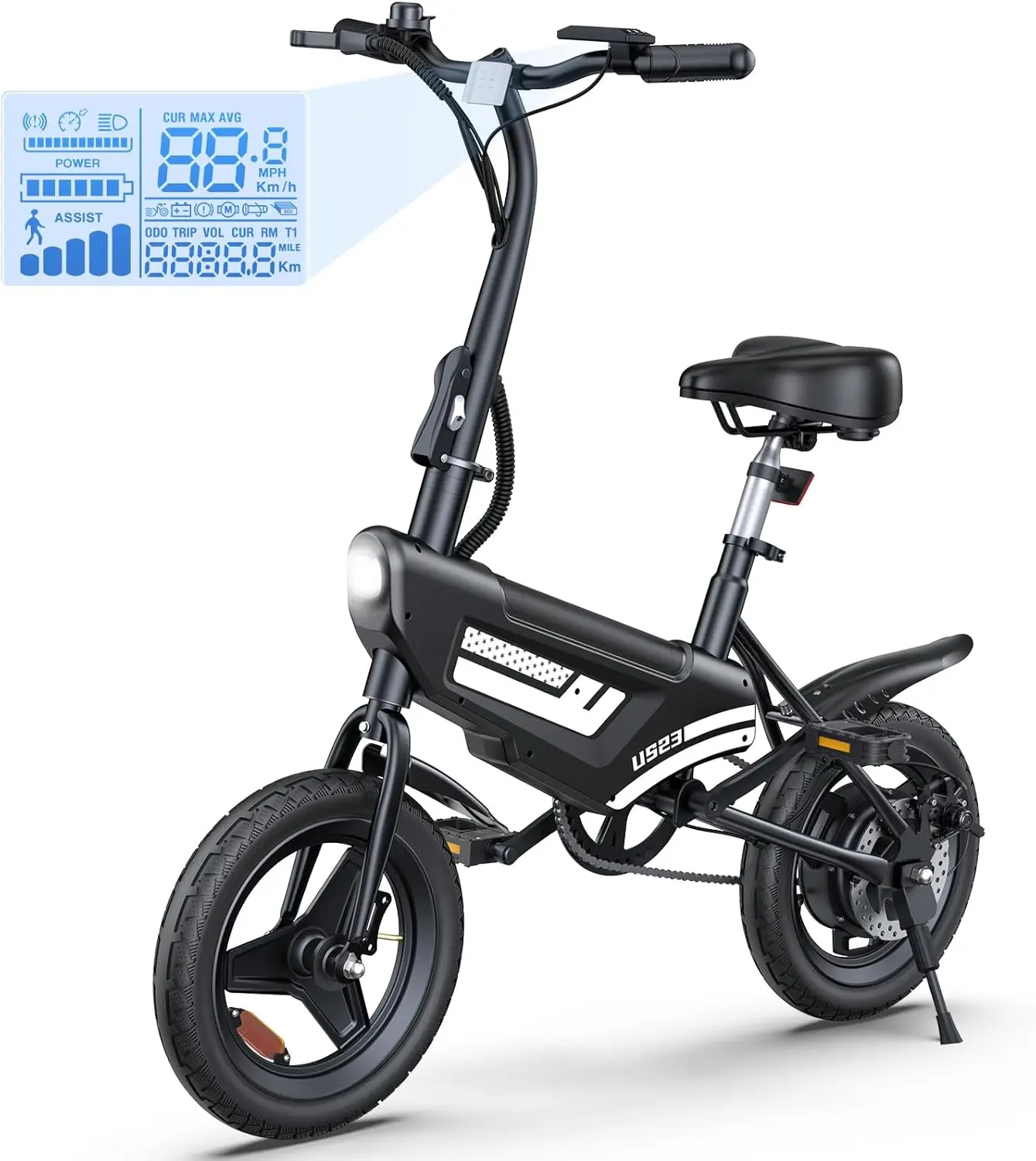 

Electric Bike for Adults, 20MPH Max Speed & 25.5 Miles Range(PAS), 500W Peak Motor & Removable Battery, 14" Electric Bicycle