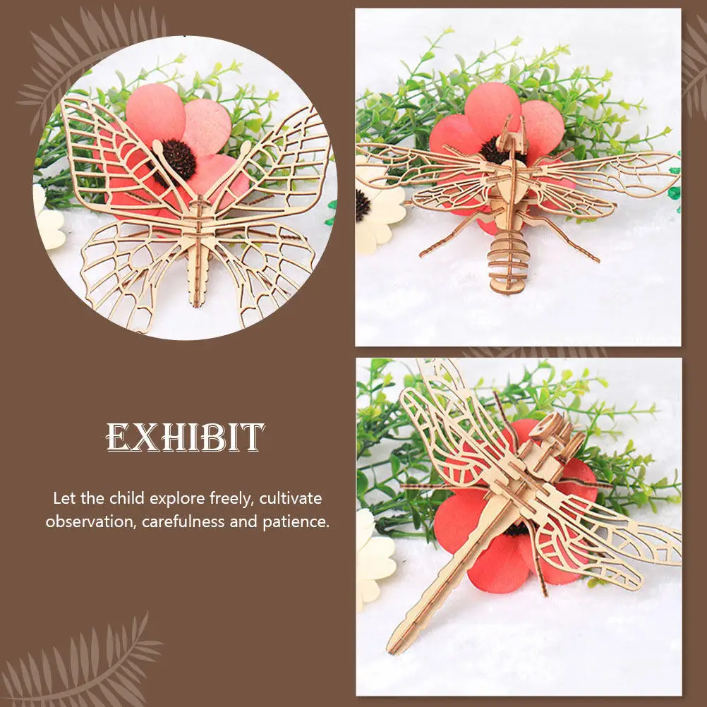 

Набор из 6 3D деревянных пазлов в форме насекомых: развивающие головоломки для развития воображения и координации рук у детей