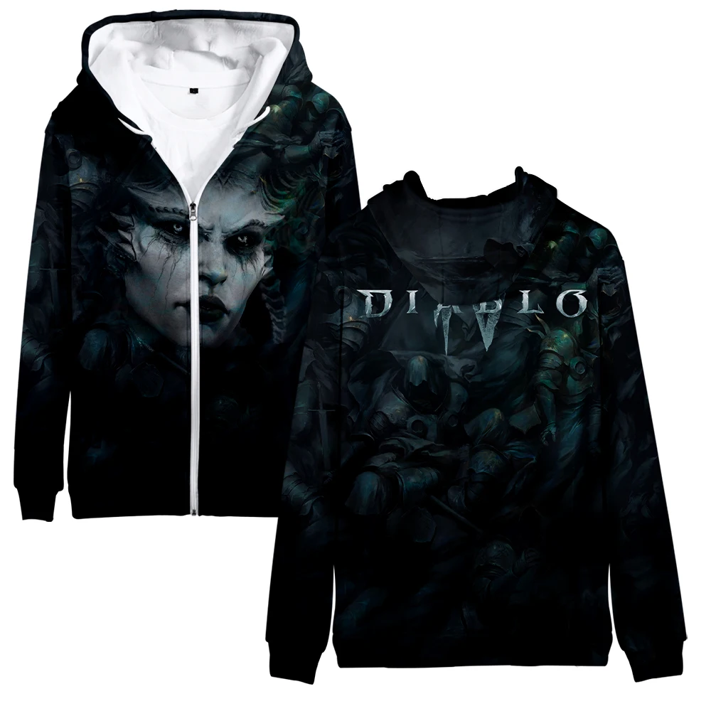 

Game Diablo IV Hoodie Long Sleeve Women Men Zipper Sweatshirt 2023 New Harajuku Streetwear 3D Clothes