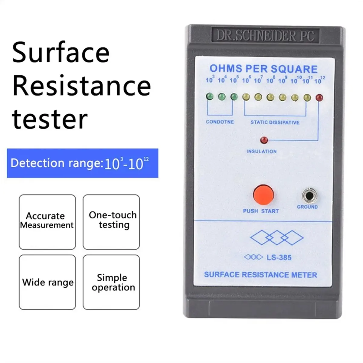 ●-385 LED Display Resistance Tester Anti-Static Testing Induction Ohm Meters Resistance Test with LED Indicator