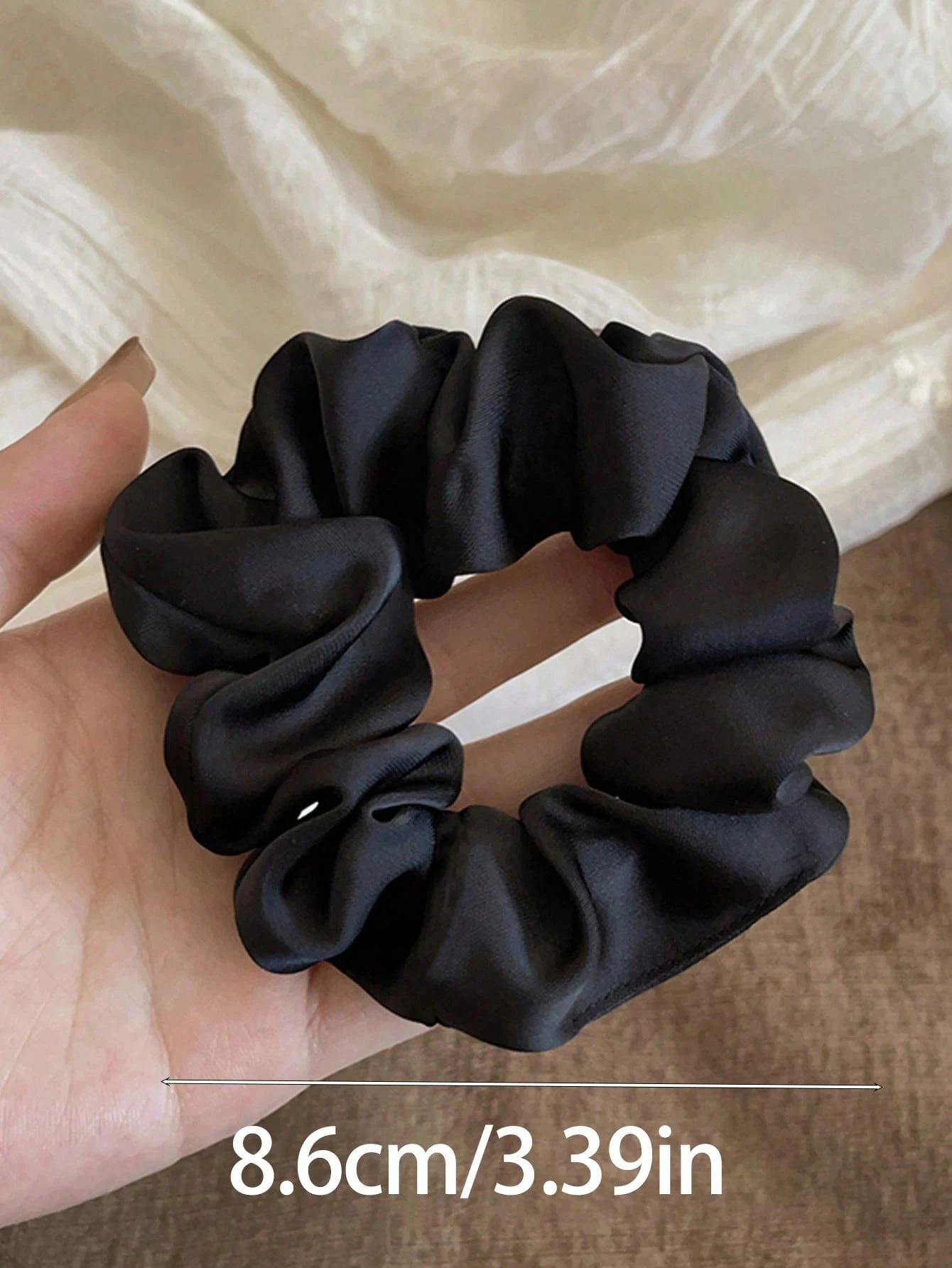 1/3 قطعة النساء 3.39in خمر الفرنسية لينة الساتان توك شعر مجموعة باللون الأسود والبني والكاكي والأنيق والبسيط الحد الأدنى الصلبة