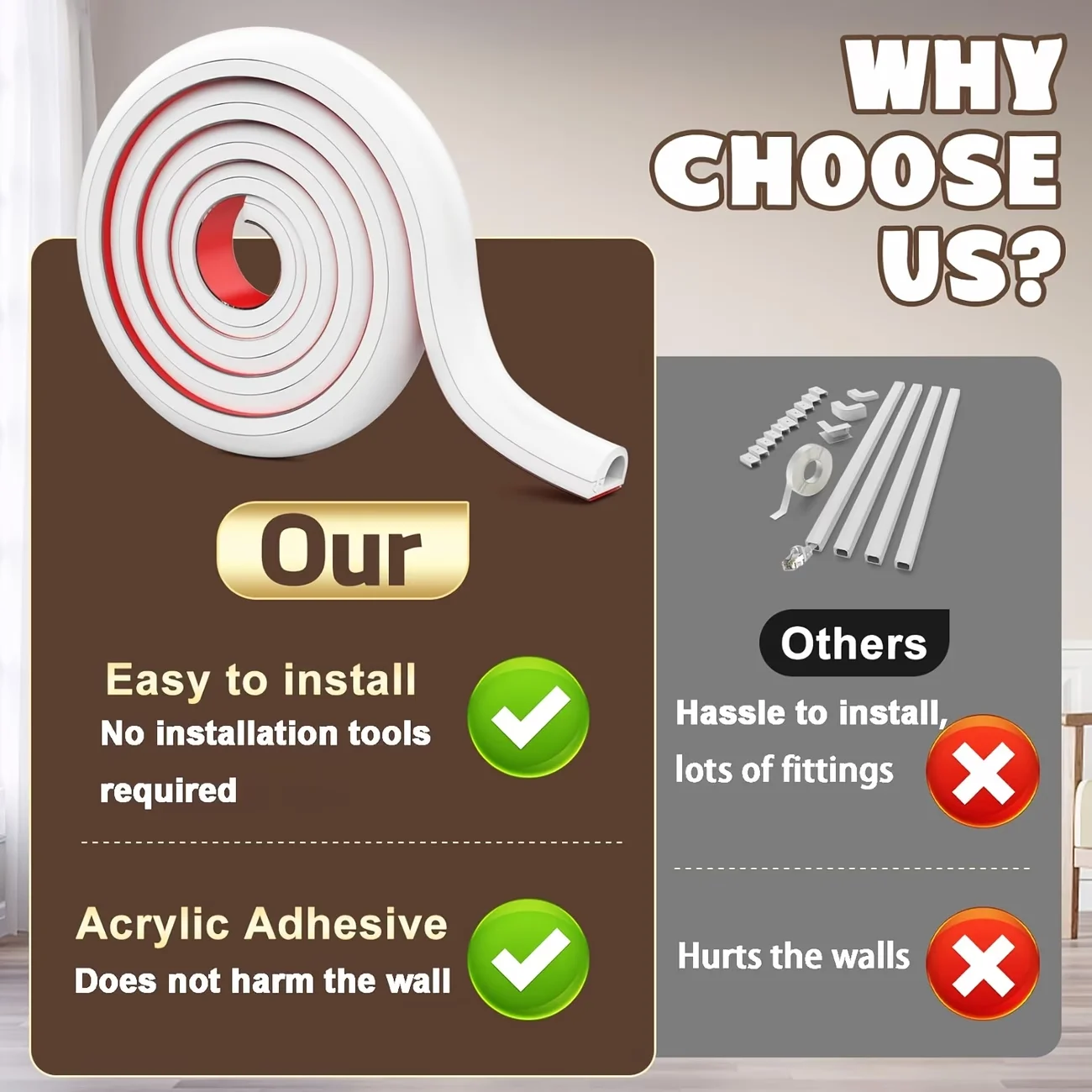 1PC 1meter Flexible floor cable cover cord Self-Adhesive wall cord hider internet Wire Duct Duct Slot Cable Manage view 4