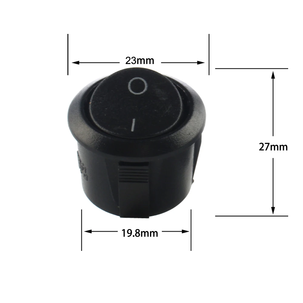 6Pcs Diameter Round Rocker Switches Black Mini Round Black White Red 2 Pin ON-OFF Rocker Switch