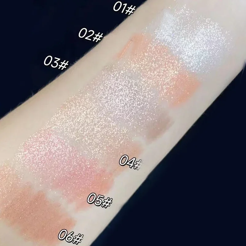 Barra de sombra de ojos brillante, resaltador de brillo fácil, lápiz de sombra de ojos, maquillaje iluminador, gusano de seda rosa, delineador de ojos dorado champán Pe