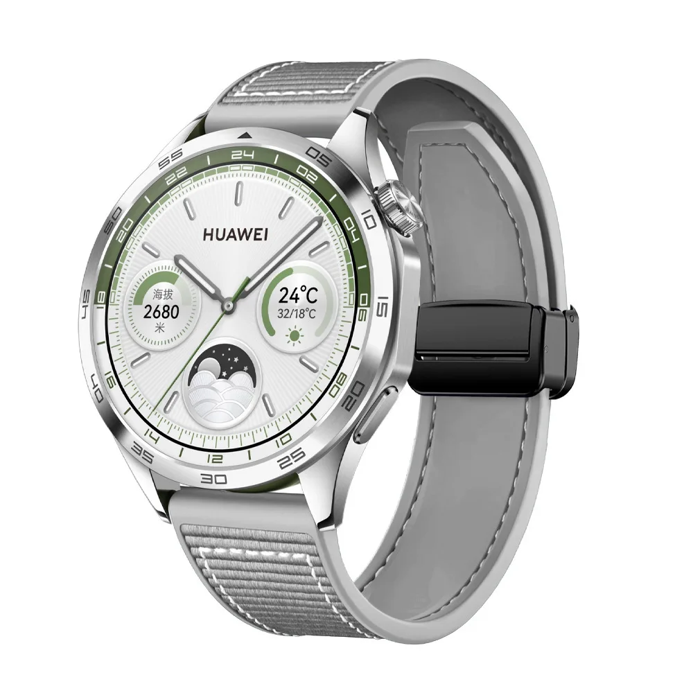 22mm Magnetic Silicone+Woven Strap for Huawei Watch GT5 GT4 46mm Band Watchband Nylon Sports Bracelet For Huawei GT 5 46 Correa