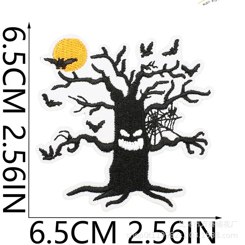 Ghost Car Embroidery Cloth Sticker Halloween Theme Computer Embroidery Label Owl Witch Hat Bag Decoration Patch Sticker