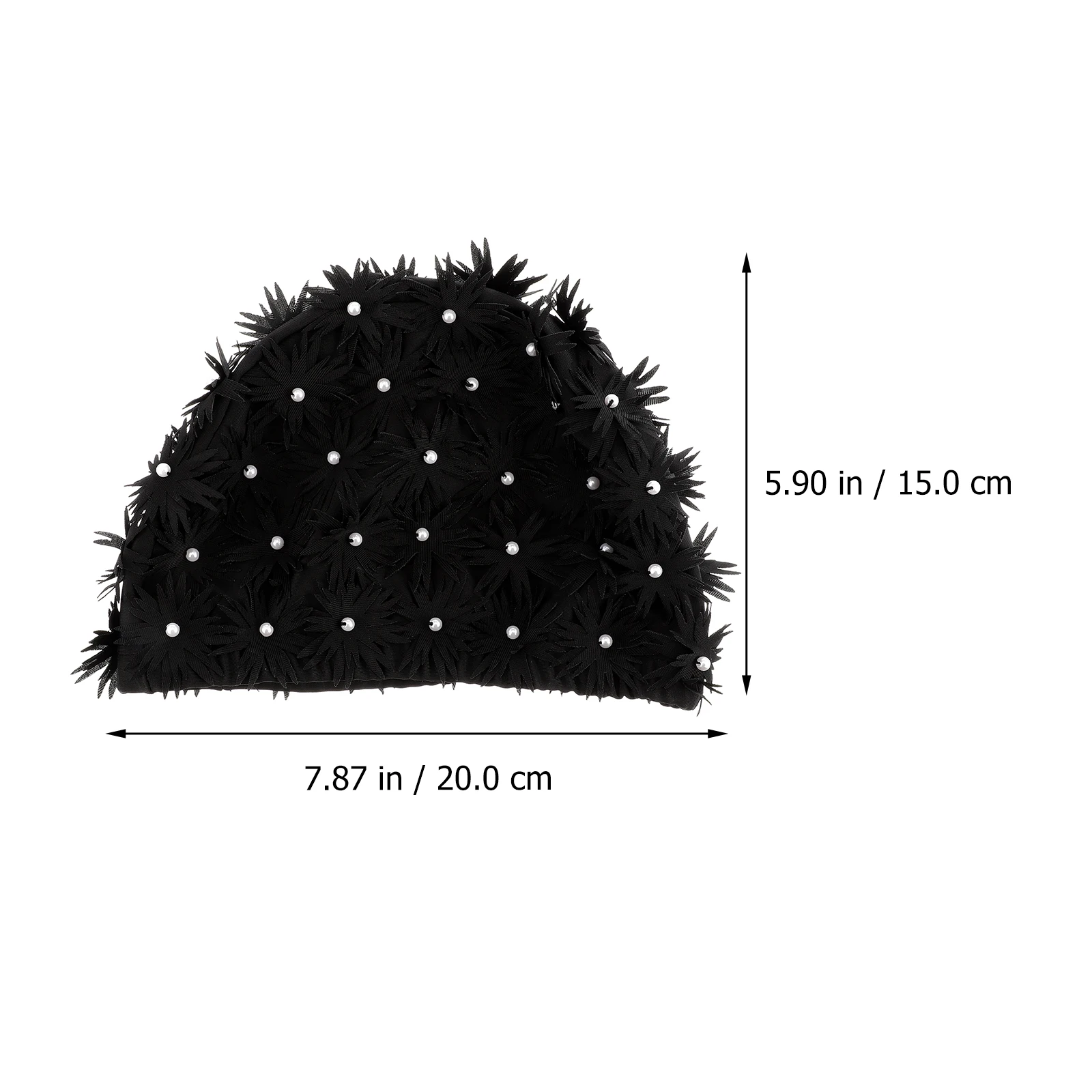 

Swim Hat Women Swim Cap Adult Large Retro Basketball Fun Black Flower Nylon Hair Protection Eco Lightweight 3D Design Beach Pool