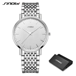 Sinobi Fashion Casual Ultrathin Man Watch Stainless Steel Watchbrand Mens Quartz Wrist watches relogio Clock masculino Dropship