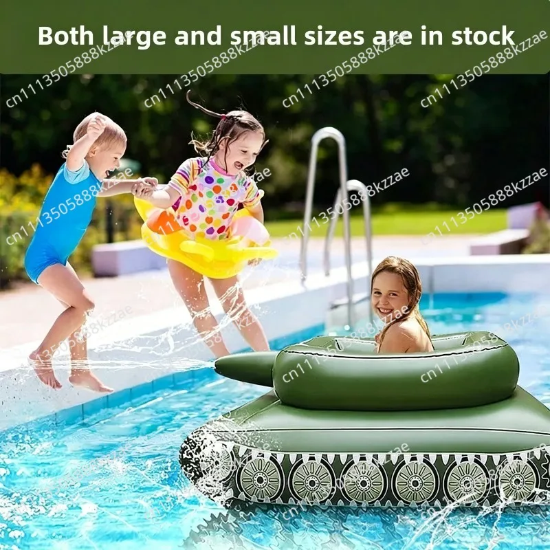 Inflatable Water Play Equipment, Water Battle Tank Toy with Pool Party Swim Ring & Spray Car