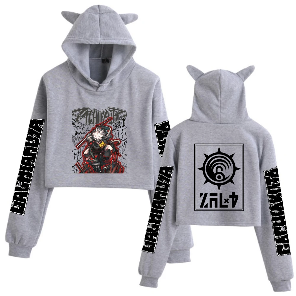 2025 Anime Gachiakuta Rudo Print Cat Ears Hoodie 2 Sided Long Sleeve Crop Tops Girls Fashion Hoodie view 3