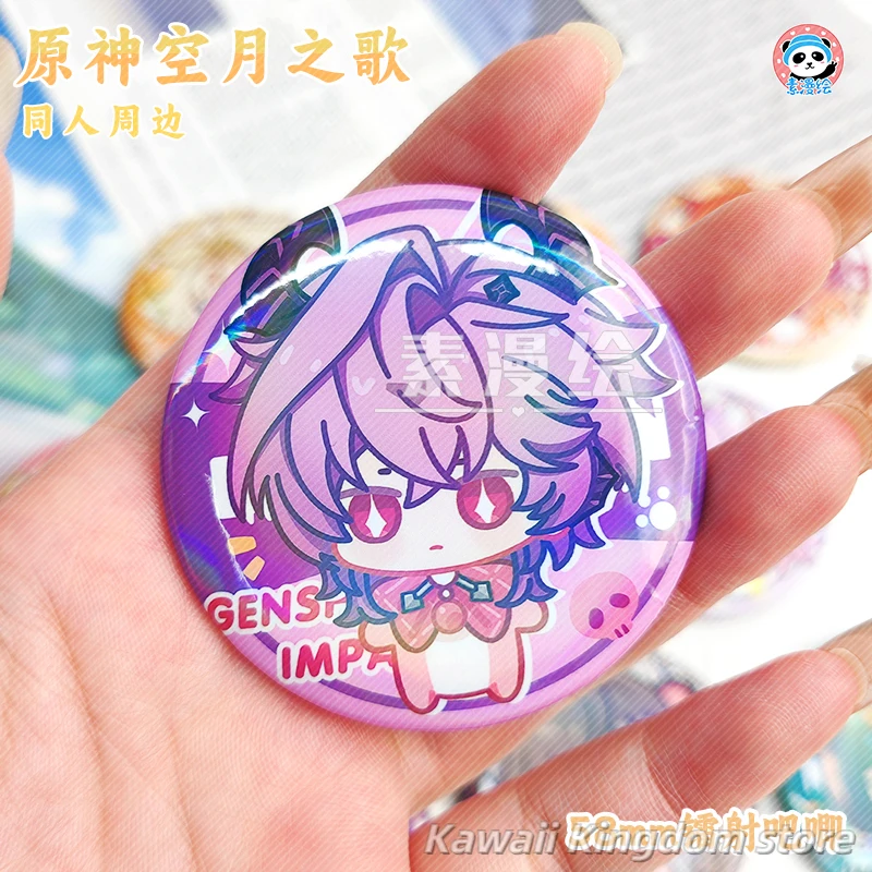 Genshin Impact Song of the Welkin Moon Fischl Durin Anime Cosplay botón Pin broche insignia mochila accesorios abridor de botellas