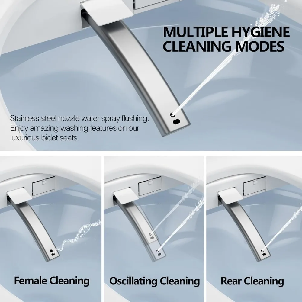 

Electric Bidet Seat with Heated Toilet, Warm Water & Air Drying, Adjustable Temperature, Night Light for Comfort