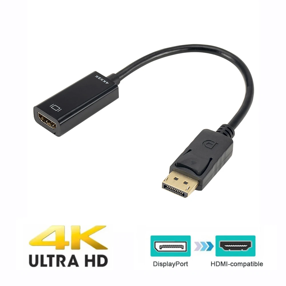 4K Male DP to Female HDMI-Compatible Cable Converter Video Audio DisplayPort to HDMI-compatible Adapter For HDTV PC Projector