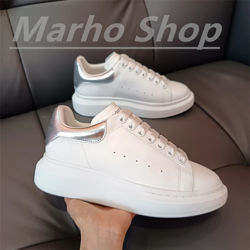 Marca de lujo 2025, zapatos blancos pequeños clásicos para hombres y mujeres, zapatillas informales con plataforma de cuero de alta gama, zapatos de diseñador Unisex para mujer