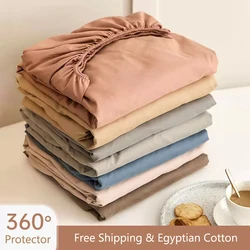 800TC Egyptian Cotton Fitted Sheet with Elastic Band Solid Color Bed Sheet Luxury Mattress Cover Fit Sheet 100/140/160/200x200cm