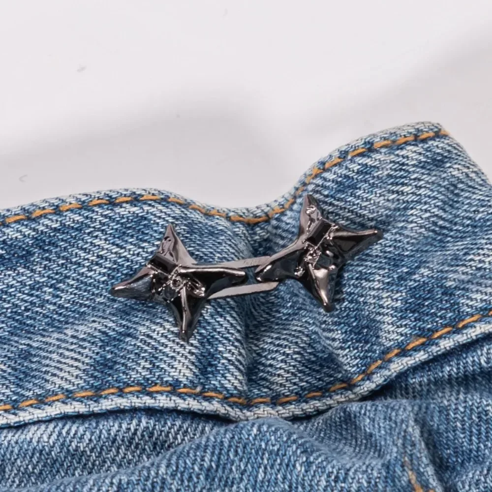 Y2K Star Jeans Waist Tightener Buckle Retractable No-Sew Button Loose Pants Adjustable Pin Fashion Accessory