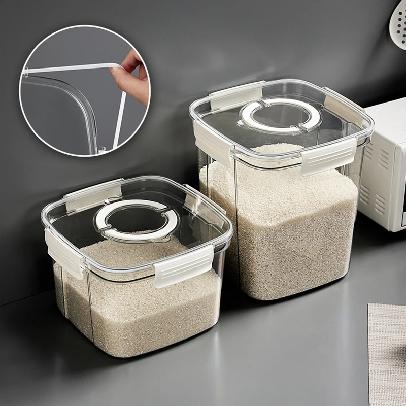 

5KG Kitchen Container Bucket Rice Jar Flour Storage Tank Sealed Rice Box Insect-Proof Moisture-Proof Grain Food Store Box Pet Do