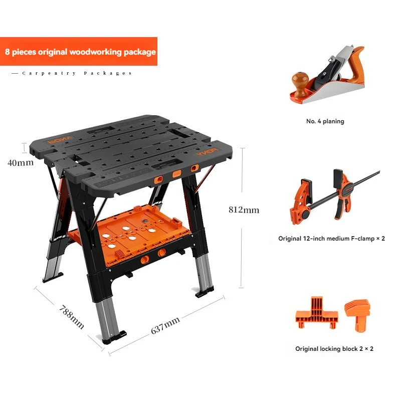 

Folding Work Table Portable Woodworking Workbench W/ 12" Clamps for Garage/Wood Shop