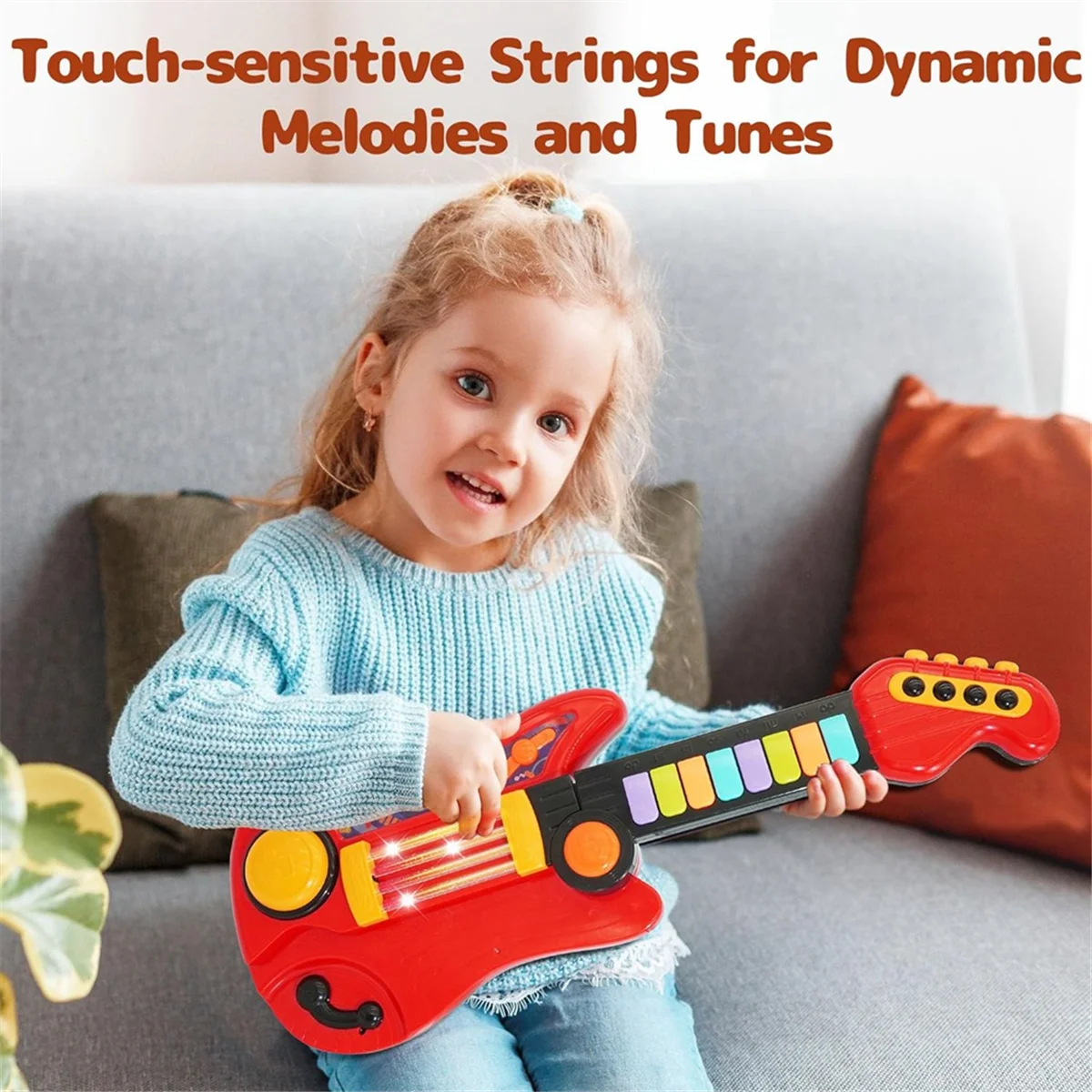 

Kids Guitar and Toddler Piano 2 in 1 Guitar for Toddlers 3-5 with Strap Toy Guitar for Beginner Children Kids Gift