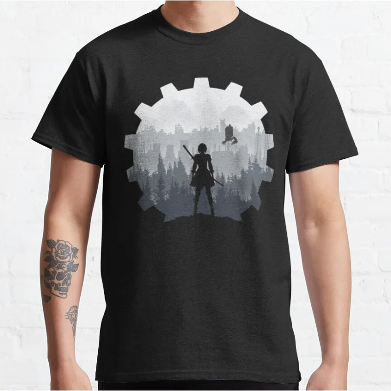 

Weight of the World vintage 2B Nier Automata Simple Anime video game gift T shirt for man Large size Tops 100% cotton clothes
