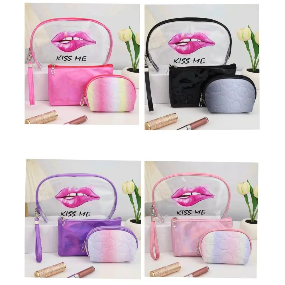3Pcs New PVC Makeup Bag Large Capacity Transparent Toiletry Storage Bag Cosmetic Bag