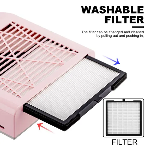 Imagen 2 del producto Extractor de polvo de uñas mejorado, ventilador para máquina de manicura, potente aspirador de uñas con filtro de eliminación, equipo de uñas