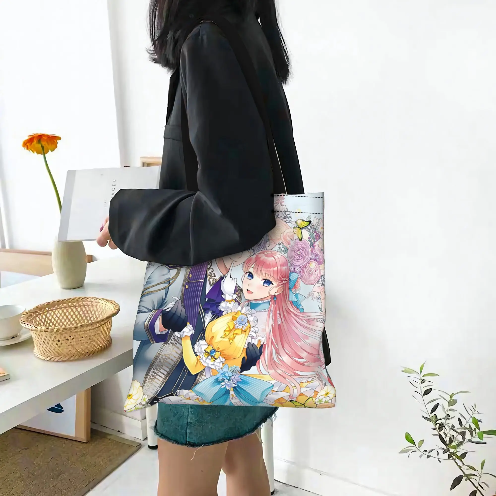 Bags For Woman Love Anime Manga Shopping Bag Its bags Reusable Double Sided Canvas Tote Bag Shoulder  Handbag