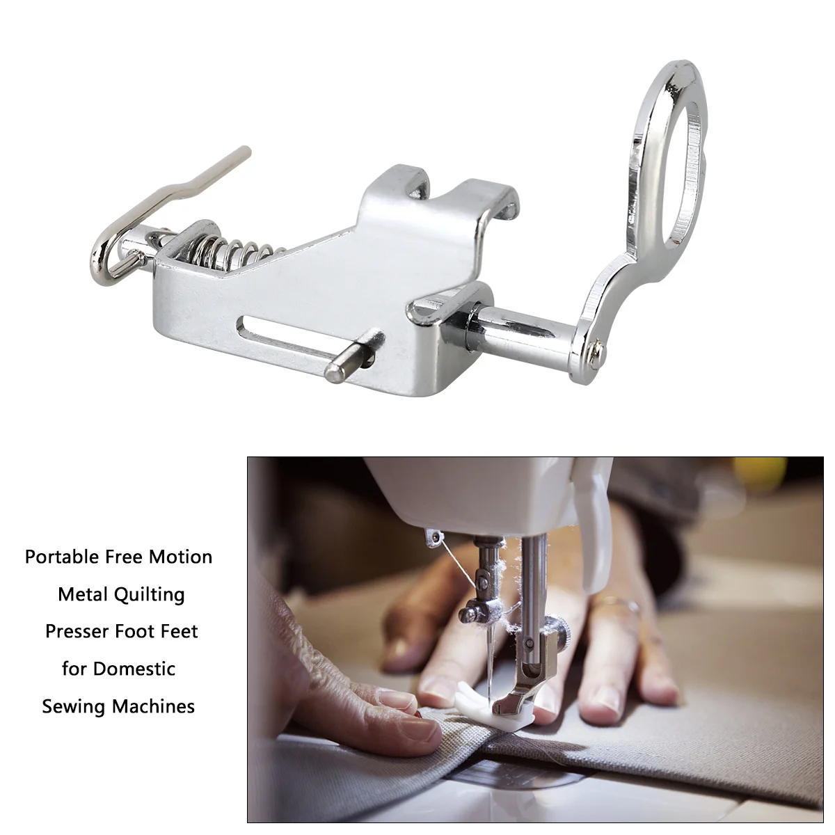 Free Motion Quilting Presser Foot Metal Silver Sturdy for Low-Shank Domestic Sewing Machines Embroidery Quilting Darning